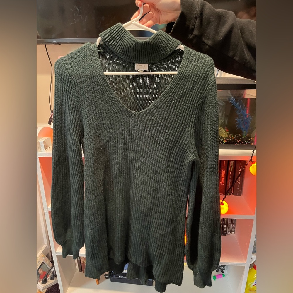 Green Sweater Material Turtleneck